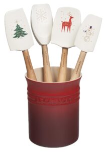 le creuset noël collection utensil crock with silicone 5pc. utensil set, white