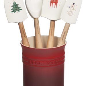 Le Creuset Noël Collection Utensil Crock with Silicone 5pc. Utensil Set, White