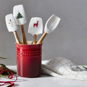 Le Creuset Noël Collection Utensil Crock with Silicone 5pc. Utensil Set, White