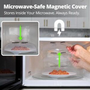 HOVER COVER Magnetic Microwave Cover for Food | Clear Microwave Splatter Cover | Microwave Plate Cover with Steam Vents | Food Grade Dish Cover | BPA-Free | Dishwasher Safe | Black