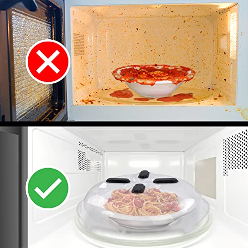 HOVER COVER Magnetic Microwave Cover for Food | Clear Microwave Splatter Cover | Microwave Plate Cover with Steam Vents | Food Grade Dish Cover | BPA-Free | Dishwasher Safe | Black