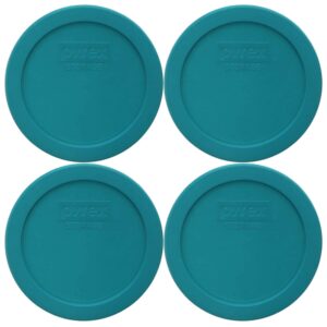 pyrex 7201-pc 4-cup turquoise plastic replacement food storage lid, made in usa - 4 pack