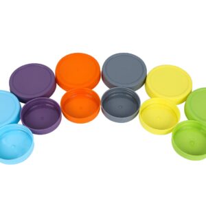 Aozita 6 Regular & 6 Wide Mouth Mason Jar Lids for Ball, Kerr and More - 12 Pack Multicolor Plastic Storage Caps for Mason Canning Jars