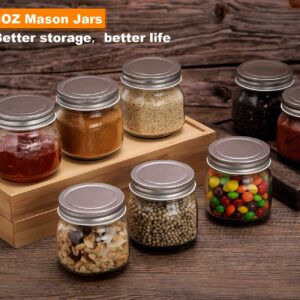 Rainforce Small Glass Mason Jars 8 oz 30 Pack With Silver Lids -1/4 Quart Canning/ Storage Pickling Jars For Jelly, Jam, Honey, Pickles and Spice With Free 30 Chalkboard Labels