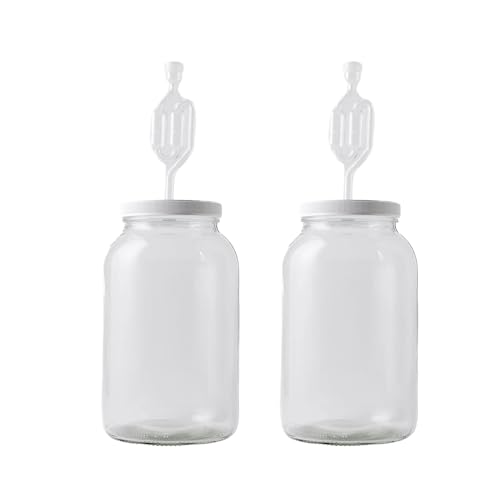 FastRack One gallon Wide Mouth Jar with Drilled Lid & Twin Bubble Airlock-Set of 2, multicolor