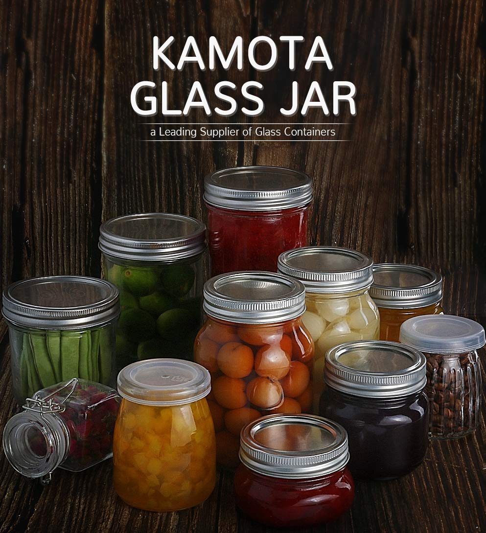 KAMOTA Mason Jars 16 OZ With Regular Lids and Bands, Ideal for Meal Prep, Jam, Honey, Wedding Favors, Shower Favors, Baby Foods, DIY Spice Jars, 12 PACK, 20 Whiteboard Labels Included