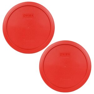 pyrex 7402-pc red round storage replacement lid cover fits 6 & 7 cup 7" dia. round (2-pack) made in the usa