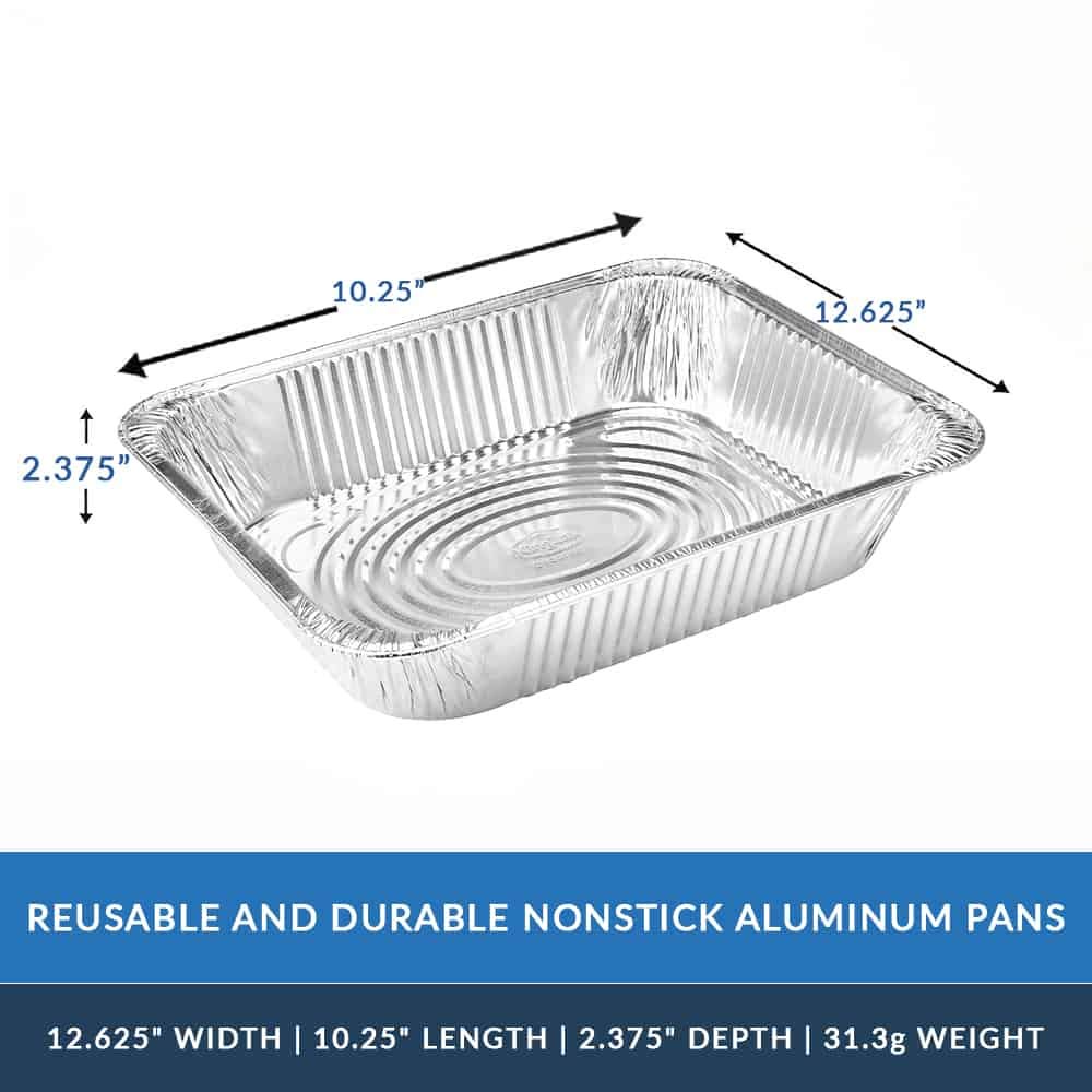 Nicole Home Collection Aluminum Pans With Lids Half Size 9x13 Extra Heavy Duty, Disposable Foil Pans For Baking (25 Sets)