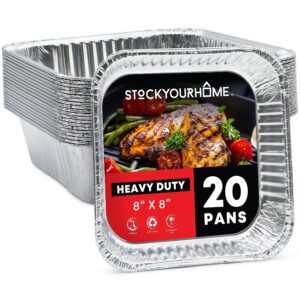 aluminum pans 8x8 disposable foil pans (20 pack) - 8 inch square pans - tin foil pans great for cooking, heating, storing, prepping food