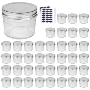accguan 4oz glass jars with lids(silver),mason jars,ideal for honey,jam,wedding favor,diy magnetic mini spice jars for kitchen,set of 40