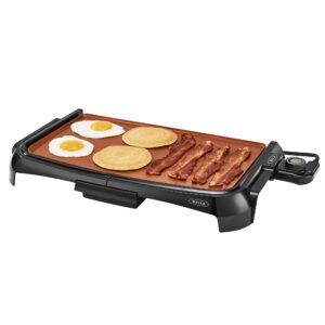 bella griddle ceramic copper ti, healthy-eco non-stick coating, hassle-free clean up, large submersible cooking surface, 10" x 16", copper/black