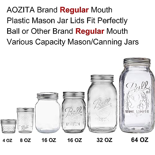 Aozita 18 Pack Plastic REGULAR Mouth Mason Jar Lids for Ball, Kerr Regular Mouth Jars - Colored Plastic Storage Caps for Mason/Canning Jars, Leak Proof