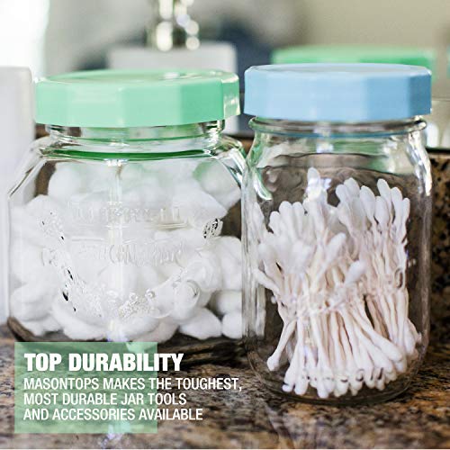 Masontops Tough Tops - Ball Wide Mouth Mason Jar Lids Plastic Leakproof - Multi Colored Plastic Mason Jar Lids - Reusable Canning Lids fit Ball Jars