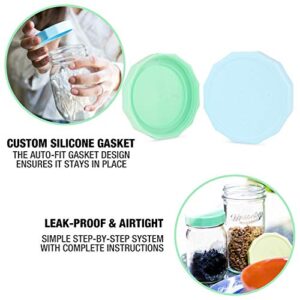 Masontops Tough Tops - Ball Wide Mouth Mason Jar Lids Plastic Leakproof - Multi Colored Plastic Mason Jar Lids - Reusable Canning Lids fit Ball Jars