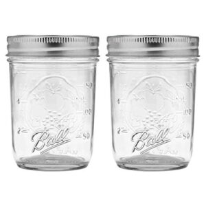 ball regular mouth mason jars with lids & bands, half pint, 8-oz (2-pack)