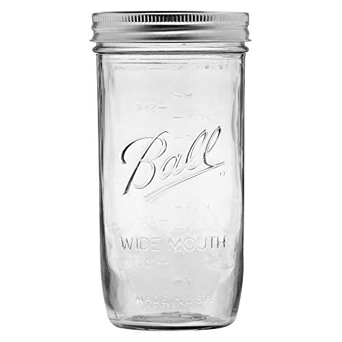 Ball Wide Mouth Pint and Half Glass Mason Jars with Lids and Bands, 24-Ounces, 9-Count