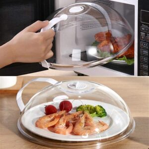 2 Pack Microwave Splatter Cover, Transparent Cover, Microwave Plate Cover Lid with Handle and Adjustable Steam Vents Holes Keeps Microwave Oven Clean