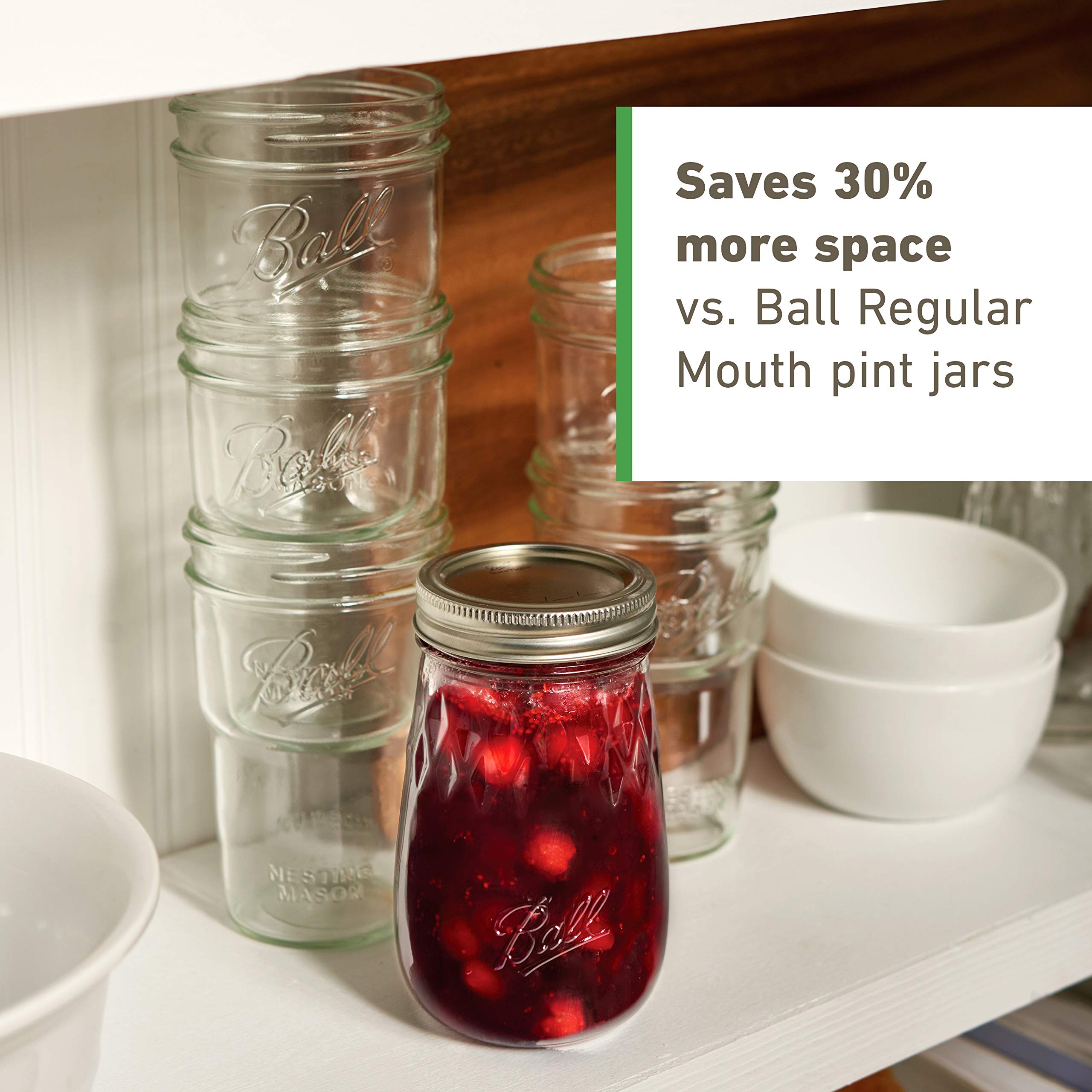 Ball Nesting Mason Jar Set, Wide Mouth, Pint, 12-Pack