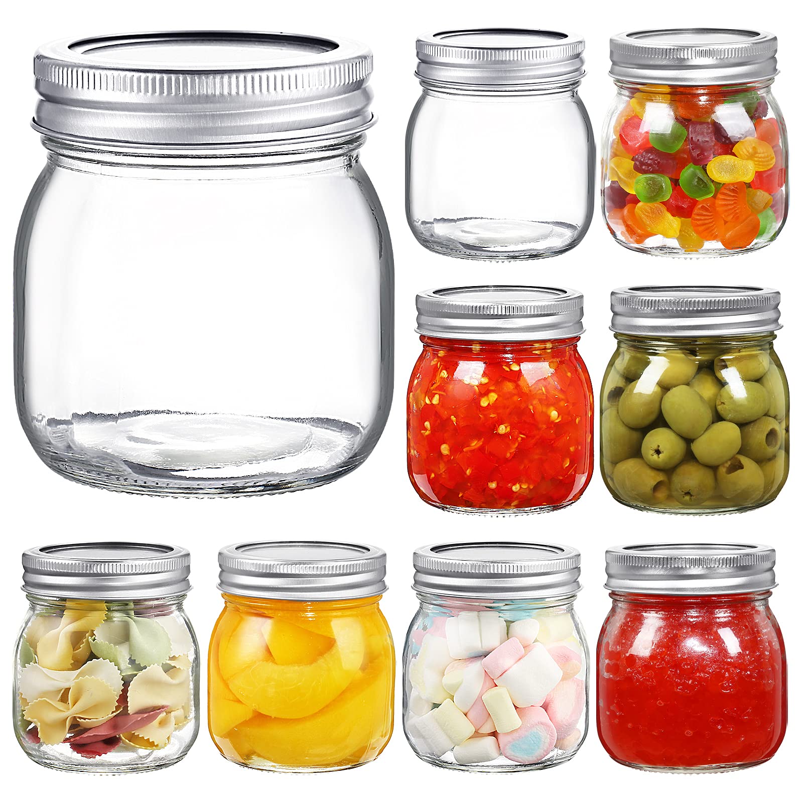 YEBODA 9 Pack Wide Mouth Mason Jars 10 oz Glass Canning Jars with Airtight Lids and Bands for Preserving, Jam, Honey, Jelly, Wedding Favors, Shower Favors, Sauces, DIY Spice Jars