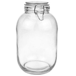 folinstall 1 gallon glass jar with airtight lid, large mason jar for pickled eggs, clear glass storage jar for kombucha, limoncello, sun tea (extra 1 gasket)