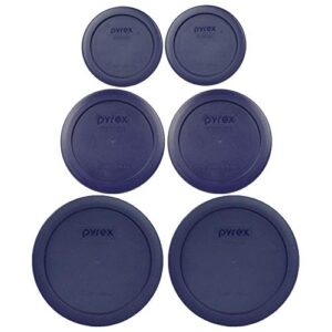 pyrex (2) 7202-pc 1 cup (2) 7200-pc 2 cup (2) 7201-pc 4 cup blue replacement lids made in the usa