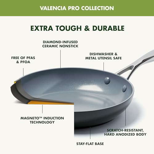 GreenPan Valencia Pro Hard Anodized Healthy Ceramic Nonstick 11 Piece Cookware Pots and Pans Set, PFAS-Free, Induction, Dishwasher Safe, Oven Safe, Gray