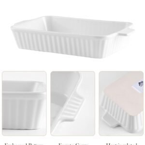 MALACASA Casserole Dishes for Oven, Porcelain Baking Dishes, Ceramic Bakeware Sets of 4, Rectangular Lasagna Pans Deep with Handles for Baking Cake Kitchen, White (9.4"/11.1"/12.2"/14.7"), Series