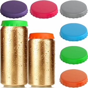 silicone soda can lids, 6 pack bpa-free reusable silicone can covers, can stopper or protector for soda, beer, drink, juice, coke, beverage, fits standard cans (assorted)