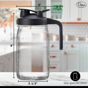 Dean Products Wide Mouth Mason Jars 32 oz - Mason Jar Pour Spout Lid - Wide Mouth Mason Jar Lids - Breast Milk Pitcher - Mason Jar Pitcher - 32 oz Mason Jar With Flip Cap Lid - Quart Mason Jar, 67KL