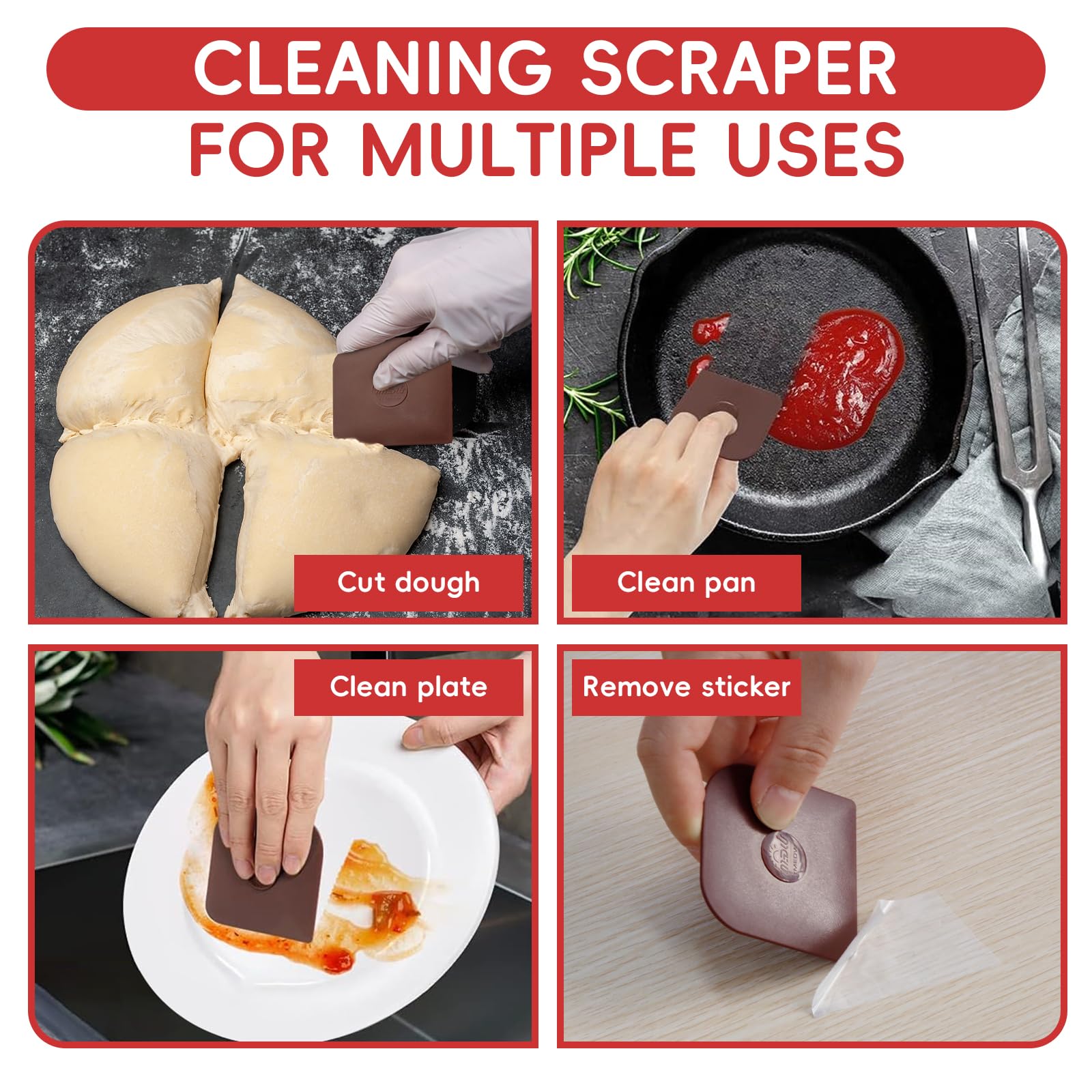 Pan Scraper, 10 Pcs Pot Scraper, Pan Scraper Plastic, Multifunctional Scraper Tool for Kitchen, Non-Slip, Food Safe, High Heat Resistant