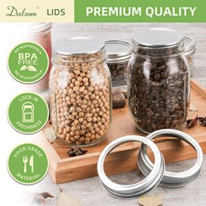 Dalzom® 48Pcs Canning Lids with Rings Regular Mouth, Premium Mason Jar Lids with Bands/Rings for Regular Mouth Ball, Kerr Jars - Food Grade Material, 100% Fit & Airtight for Regular Mouth Mason Jars