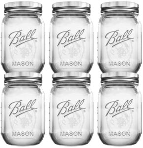 bhl jars regular mouth mason jars 16 oz bundle with non slip jar opener brand set of 6-16 ounce size mason jars with regular mouth - canning glass jars with lids, heritage collection