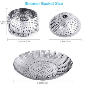 Vegetable Folding Steamer Basket , Metal Stainless Steel Steamer Basket Insert, Collapsible Steamer Baskets for Cooking Food, Expandable Fit Various Size Pot(5.9" to 9.8") YLYL