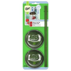 ball sip & straw lids, fits regular mouth mason jars (2 lids and 2 straws)