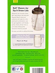 Ball Sip & Straw Lids, Fits Regular Mouth Mason Jars (2 Lids and 2 Straws)