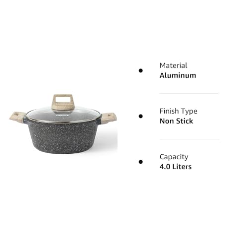 CAROTE 6 Qt Nonstick Stock Pot Soup Pot,Granite Cooking Pot, Casserole Dish Dutch Oven with lid Cookware PFOA Free (CLASSIC GRANITE)