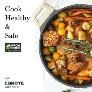 CAROTE 6 Qt Nonstick Stock Pot Soup Pot,Granite Cooking Pot, Casserole Dish Dutch Oven with lid Cookware PFOA Free (CLASSIC GRANITE)