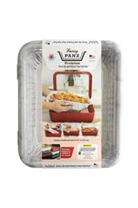 fancy panz premium dress up & protect your foil pan, made in usa. hot/cold gel pack, one half sized foil pan & serving spoon included. stackable for easy travel. (marble)