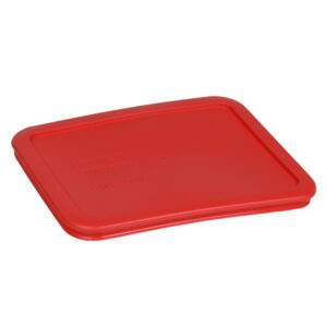 Pyrex 7210-PC 3-Cup Red Plastic Food Storage Replacement Lid Cover, Made in the USA - 4 Pack