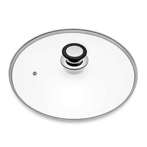glass lid for frying pan, fry pan, skillet, pan lid with handle coated in silicone ring,12"/30cm, clear