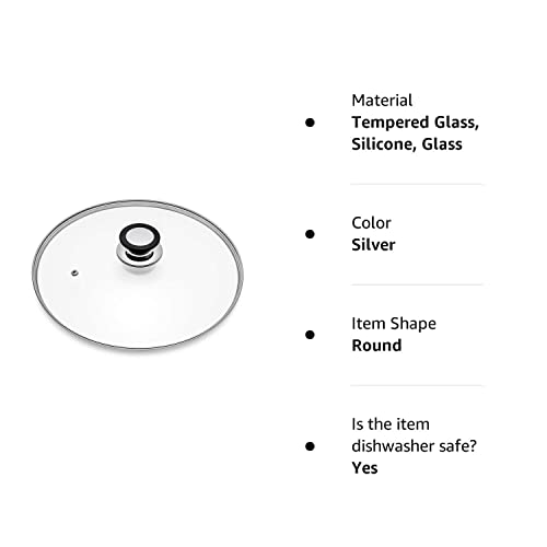 Glass Lid for Frying Pan, Fry Pan, Skillet, Pan Lid with Handle Coated in Silicone Ring,12"/30cm, Clear