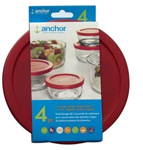 anchor hocking replacement lids 1x7cup,1x4cup,1x2cup,1x1cup, red round lid