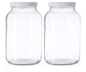 kitchentoolz 1 gallon extra large glass mason jar - wide mouth with airtight lid - safe container for fermenting, pickling, and storing