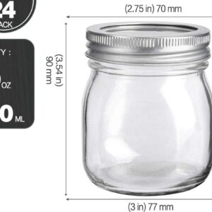 KAMOTA DIY Spice/Mason Jars 10 oz With Regular Lids and Bands, Ideal for Jam, Honey, Wedding/ Shower Favors, 24 PACK, 30 Whiteboard Labels Included