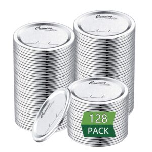 128-count, regular mouth canning lids for ball, kerr jars - split-type metal mason jar lids for canning - food grade material, 100% fit & airtight for regular mouth jars