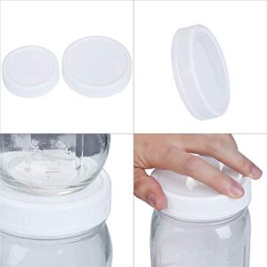 STARUBY 16Pcs Plastic 8 Regular Mouth Lids and 8 Wide Mouth Plastic Storage Caps for Mason Jars, White