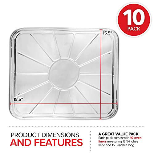 Stock Your Home Disposable Foil Oven Liners (10 Pack) Aluminum Foil Oven Liners for Bottom of Electric Oven & Gas Oven, Reusable Oven Drip Pan Tray for Cooking and Baking, Disposable Baking Mats
