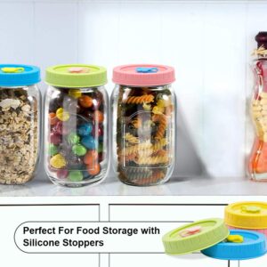 Regular Mouth Mason Jar Lids with Straw Hole/ Stoppers/Silicone Rings/Cleaning Brush, Rust-proof, BPA Free Plastic Canning Lids, Great for Drinking & Food Storage(26 Pack)