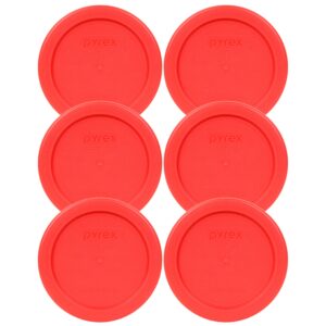 pyrex 7202-pc red round 1 cup plastic storage lid - 6 pack