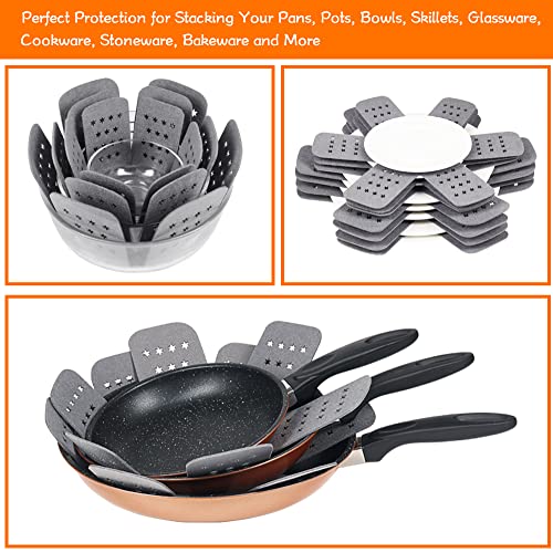 BYKITCHEN Pan and Pot Protectors, Larger & Thicker Pan Protectors with Stars, Set of 6 and 3 Different Sizes, Pot Protectors for Stacking and Protecting Your Cookware